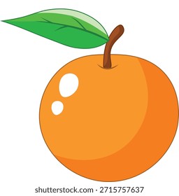 Jugoso Vector naranja con hoja sobre fondo transparente. Perfecto para empaques de jugos, suplementos de vitamina C, etiquetas de alimentos frescos y diseños de estilo de vida saludable. Ilustración vectorial limpia y escalable.