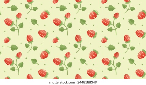 Juicy pattern with strawberries. Vector illustration