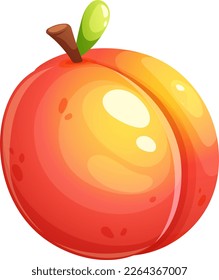Juicy peach cartoon on transparent background. Summer Fruit Collection