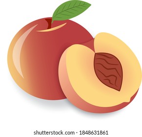 Juicy peach, the flesh of the fruit and the seeds.
