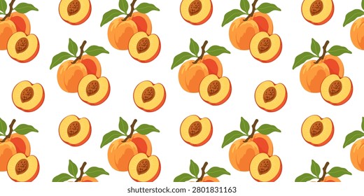 juicy peach fruit seamless repeat pattern design