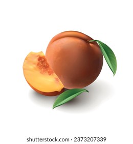 Juicy peach on white background