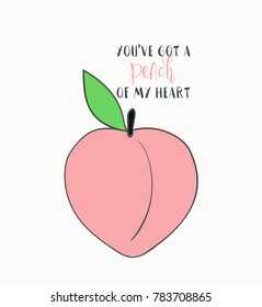 A juicy peach of pink color. Postcard to the Valentine's Day. Congratulation for the holiday. A declaration of love.