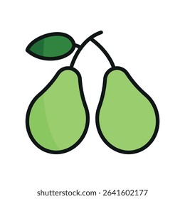 Juicy pear icon in bright color for healthy meal and food UI.