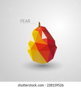 Juicy pear polygon . Vector illustration