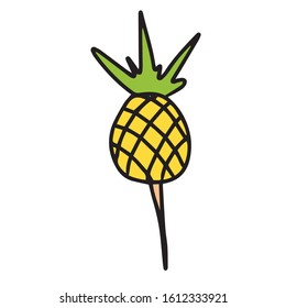 Juicy Pineapple for cocktail decor. Hand-drawn . On a white isolated background. Vector illustration. Food and drink.