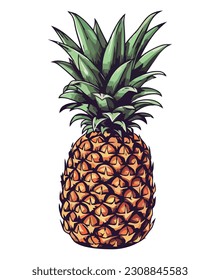 Juicy pineapple design over white