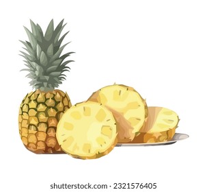 Juicy pineapple slice, fresh from tropical nature icon isolated