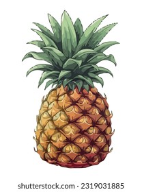 Juicy pineapple slice, ripe and fresh icon isolated
