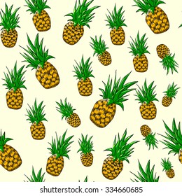 juicy pineapples vector seamless pattern