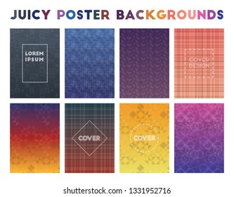 Juicy Poster Backgrounds. Alluring geometric patterns, stunning vector illustration.