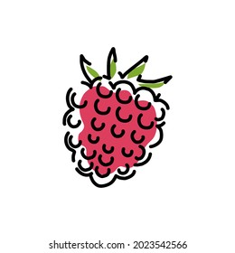 Juicy raspberry icon on a white background. Vector abstract illustration.