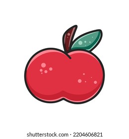 Juicy red apple clipart. Fruit cartoon isolated vector illustration. Organic healthy food flat