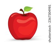 A juicy red apple fruit icon vector. Red apple fruit object, element on isolated white background