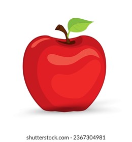 Un jugoso vector de icono de manzana roja. Objeto de fruto de manzana roja, elemento sobre fondo blanco aislado