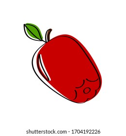 Juicy red apple. Vector illustration.