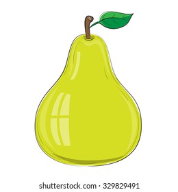 Juicy ripe pear on white background. Vector illustration