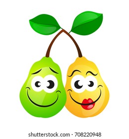 Juicy ripe pear. Vector illustration. Isolated white background