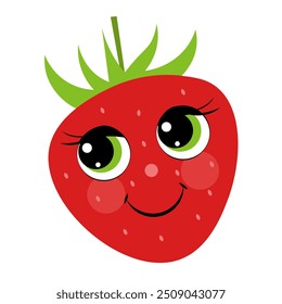 Juicy, ripe strawberries with green eyes on a white background