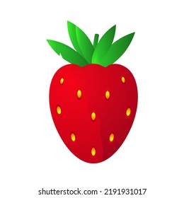 Juicy, ripe strawberry with green leaves isolated on white background..Realistic vector illustration...