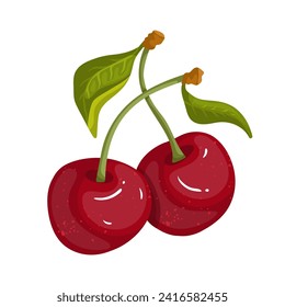 Juicy, ripe summer berries of red cherries.Vector graphics.