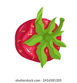 Juicy, ripe summer strawberry.Vector graphics.Vector graphics.