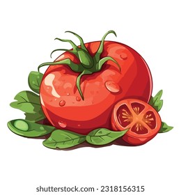 Juicy ripe tomato, fresh organic salad meal icon isolated