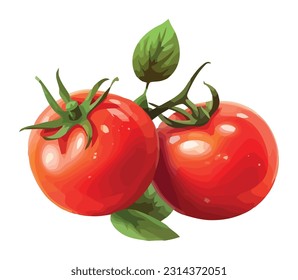 Juicy ripe tomato, fresh from the vegetable garden icon isolated