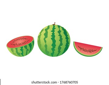 Juicy ripe watermelon icon set vector. Watermelon icon isolated on a white background. Juicy summer fruits vector. Slice of watermelon icon vector