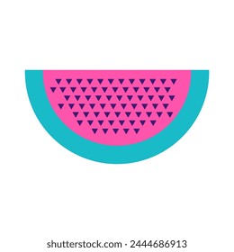 Juicy ripe watermelon slice. Piece of watermelon berry with juicy pulp. Summer vacation icon. Simple flat cartoon vector isolated on white background