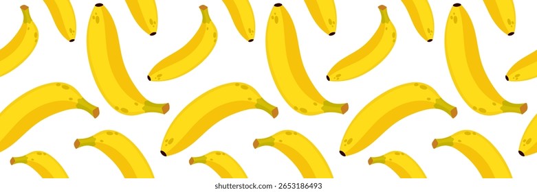 Jugoso patrón sin fisuras con plátanos maduros. Para fondos de verano, envases de alimentos, estampados de tela