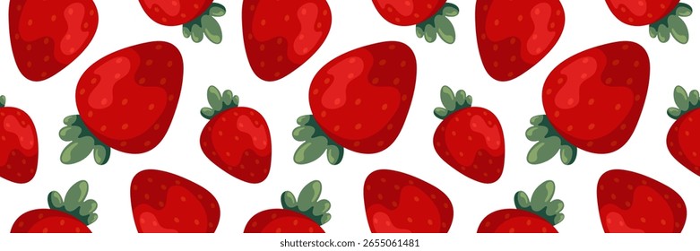 Jugoso patrón sin fisuras con fresas. Para fondos de verano, envases de alimentos, estampados de tela