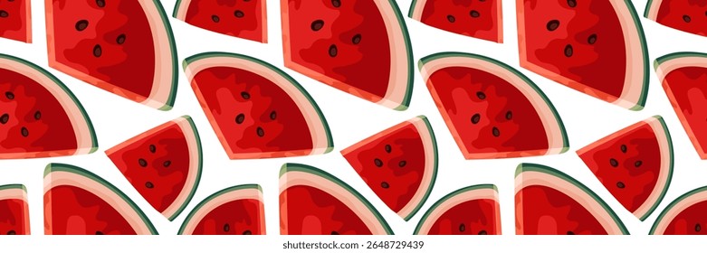 Suculento padrão sem emenda com fatias de melancia. Para fundos de verão, embalagem de alimentos, impressões de tecido