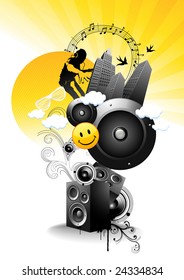 Juicy - But Sharp like lemon! Vector music illustration.