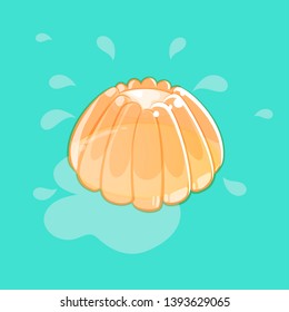 Juicy shiny jelly on fresh green background with drops and abstract elements. Vector template for banner, poster and card.