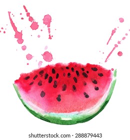 juicy slice of watermelon on a white background