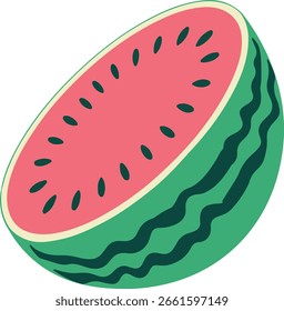 Jugoso rebanado de sandía media Ilustración vectorial
