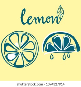 Juicy slices of lemon. Vector illustration.