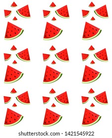 juicy slices of watermelon, pattern, on a white background