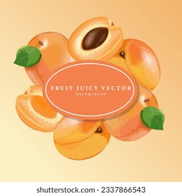 Jugoso fondo de fruta cuadrado con albaricoques. Antecedentes de la decoración, papel pintado, postales y presentaciones. Marco para texto y foto.