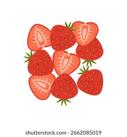 Morangos suculentos. Vetor de frutas frescas para o verão e design de alimentos.