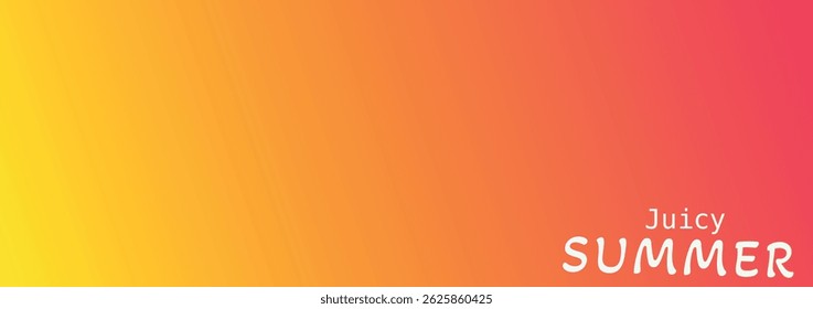 Juicy summer banner with vibrant yellow orange red gradient and modern bold text for seasonal promotion summer.