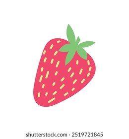 Juicy summer berry Strawberry. Flat Vector illustration isolated on white background 