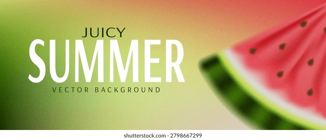 Juicy summer. Blurred watermelon summer gradient. Modern seasonal wallpaper design with watermelon. Soft vector mesh gradient design for social media, print, cover, banner, backdrop, ads.