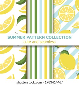 Juicy summer pattern collection. Lemon theme. Summer banner. Vector