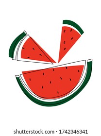 arte vectorial de verano jugoso sobre fondo blanco con sandía