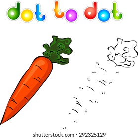 Juicy and sweet carrot. Educational game for kids: connect numbers dot to dot and get ready image. Vector illustration for children