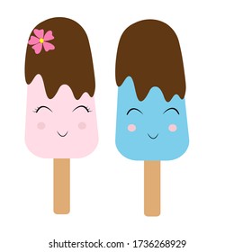 juicy tasty  ice cream illustration, colorful vector