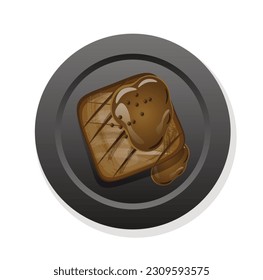 Juicy tasty steak on a black plate vector illustration