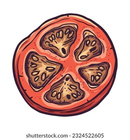Juicy tomato slice, ripe vegetable icon isolated